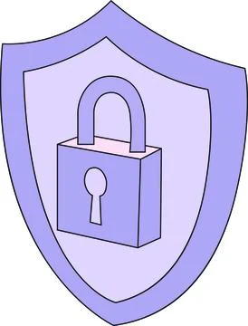 3D Isometric Shield Security Lock Stock Illustration