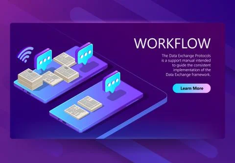 3d isometric site template with workflow Illustrazione stock