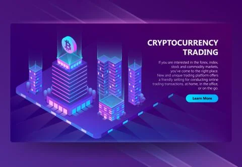 3d isometric site for trading cryptocurrency Stock-Illustration