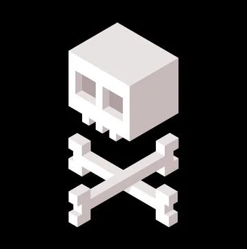 3d isometric skull and crossbones Stock Illustration
