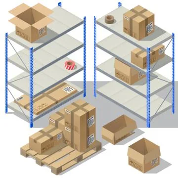 3d isometric storage of post service 스톡 일러스트