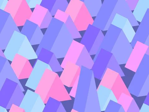 3D isometric triangles seamless pattern. The color is lilac, pink and blue Stockillustratie