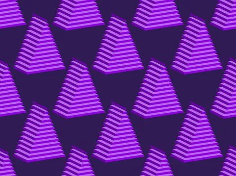3D isometric triangles seamless pattern. Geometric shapes for promotional Illustrazione stock