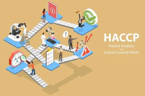 3D Isometric Vector Concept of Hazard Analysis and Critical Control Points Stock Illustration
