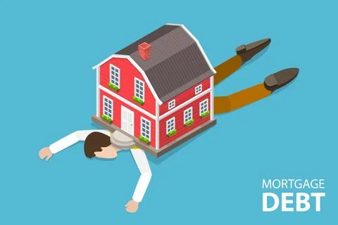 3D Isometric Vector Conceptual Illustration of Mortgage Debt. Stock Illustration