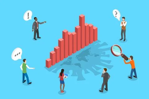 3D Isometric Vector Conceptual Illustration of Covid-19 Coronavirus Statistics. Stock Illustration