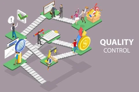 3D Isometric Vector Conceptual Illustration of Quality Control. Stock Illustration