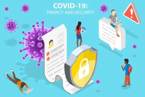 3D Isometric Vector Conceptual Illustration of COVID-19: Privacy and security Stock Illustration