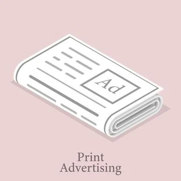 3D Isometric Vector Illustration of Print Advertising Icon. Stock Illustration
