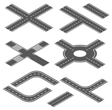 3d Isometric vector road and highway for city map. Road highway traffic path Stock Illustration