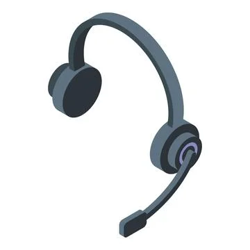 3d isometric view of a modern headset with microphone for communication Illustrazione stock