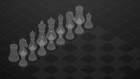 3D isometric virtual transparency chess with square mesh pattern chessboard Stock Footage 93090204