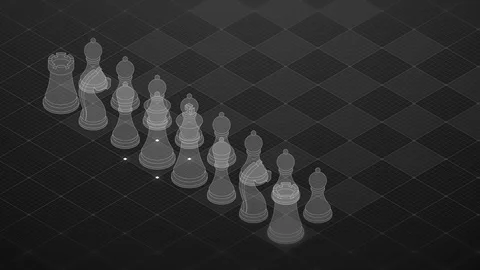 3D isometric virtual transparency chess with square mesh pattern chessboard 動画素材 93100925