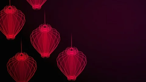 3D isometric virtual transparency Chinese lantern moving rotate, Celebrate Stock Footage 93111077