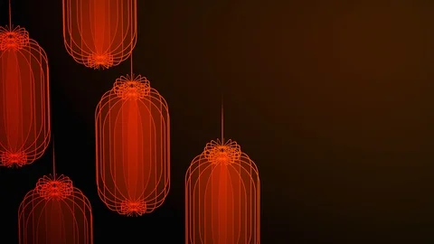 3D isometric virtual transparency Chinese lantern moving rotate, Celebrate Stock Footage 93111803