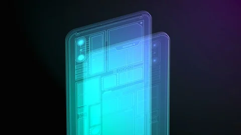3D isometric virtual transparency show inside part of Smartphone moving 動画素材 93106134