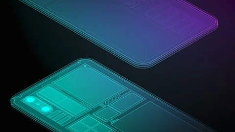 3D isometric virtual transparency show inside part of Smartphone moving Stock Footage 93106435