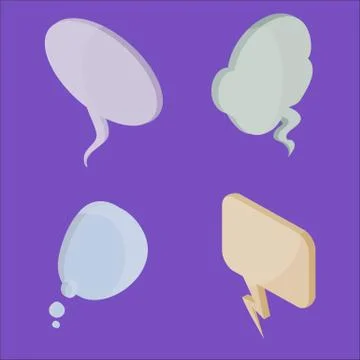 3d isometry, text bubble set, cloud for conversation, vector illustration Stock Illustration