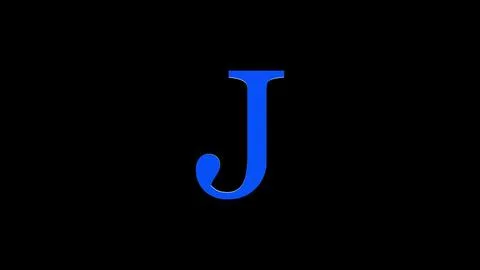 3d J letter logo loopable rotated blue color black background Stock Illustration