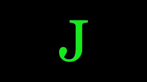 3d J letter logo loopable green color black background Illustrazione stock