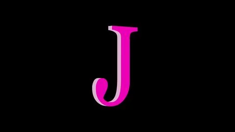 3d J letter logo loopable pink color black background Stock Illustration