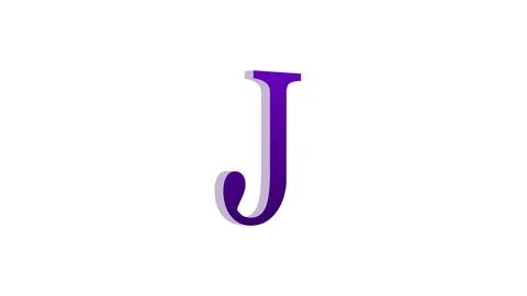 3d J letter logo loopable purple color white background Stock Illustration