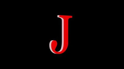 3d J letter logo loopable red color black background Stock Illustration