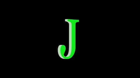 3d J letter logo loopable rotated green color black background Stock Illustration