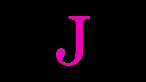 3d J letter logo loopable rotated pink color black background 스톡 일러스트