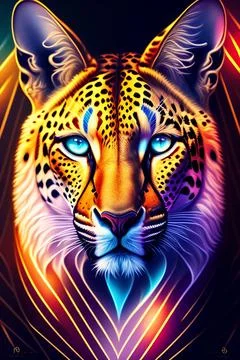 3D Jaguar laser focus in white background in Illustration Stock Illustration