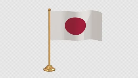 3D Japan Golden Pool Flag Loop Transparent Stock Footage 319462011