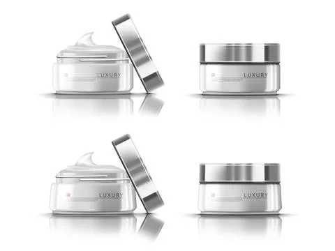 3D Jar With Moisturizing Cream. Open And Close Jar Stock Illustration