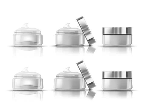 3D Jar With Moisturizing Cream. Open And Close Jar 库存插图