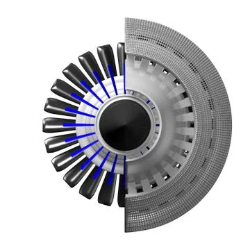 3D jet engine - back view Illustrazione stock