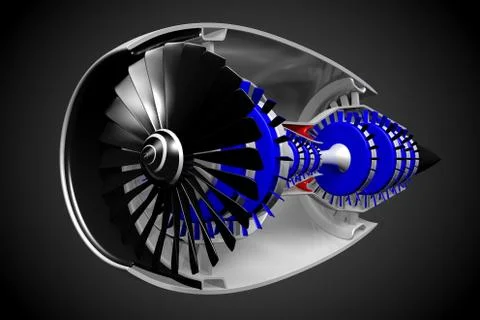 3D jet engine Stock Illustration