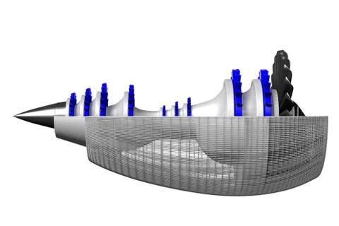 3D jet engine Stock Illustration