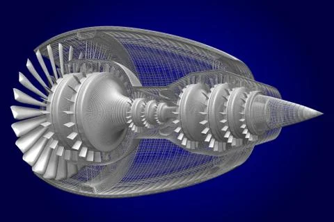 3D jet engine Stock Illustration