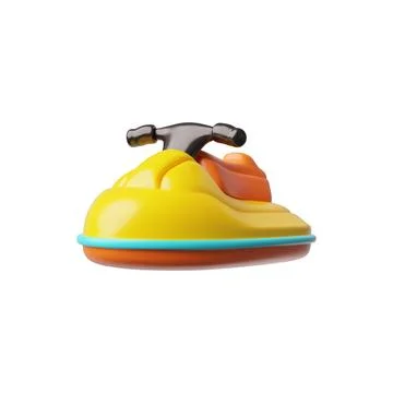 3d jet ski icon in yellow. Vehicle For recreation and extreme sports. Stock Illustration