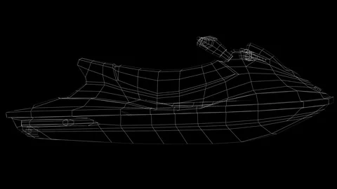 3D Jetski Wireframe Stock Footage 126617845