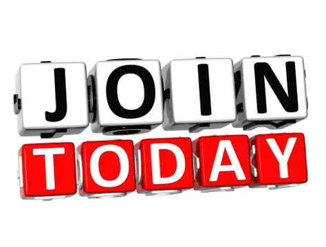 3d join today button click here block text Stock Illustration