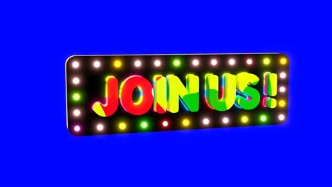 3d join us on blue background. Invitation videos. 4k icon Stock Footage 236849340