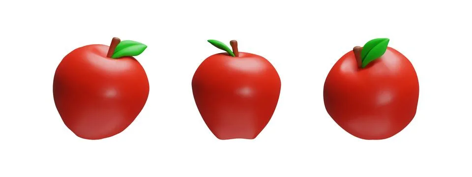 3d juicy red rendering set of apple Stock Illustration