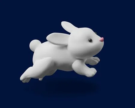 3d jump render rabbit. Stock Illustration