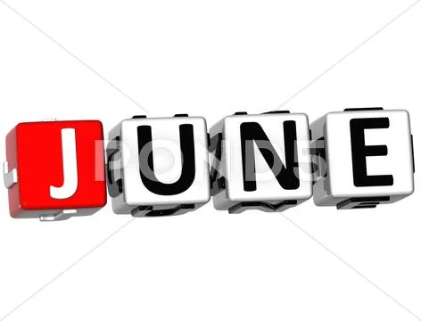 3d june block text Stock Illustration