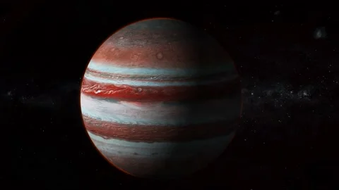 3d Jupiter planet zoom in on space with star Stock Footage 221905841