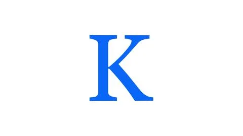 3d K letter logo loopable rotated blue color white background Stock Illustration