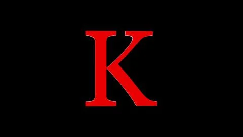 3d K letter logo loopable rotated red color black background Illustrazione stock