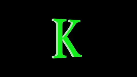 3d K letter logo loopable green color black background Stock Illustration