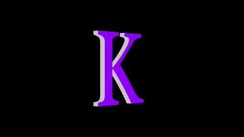 3d K letter logo loopable purple color black background Illustrazione stock