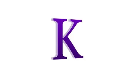 3d K letter logo loopable purple color white background Illustrazione stock